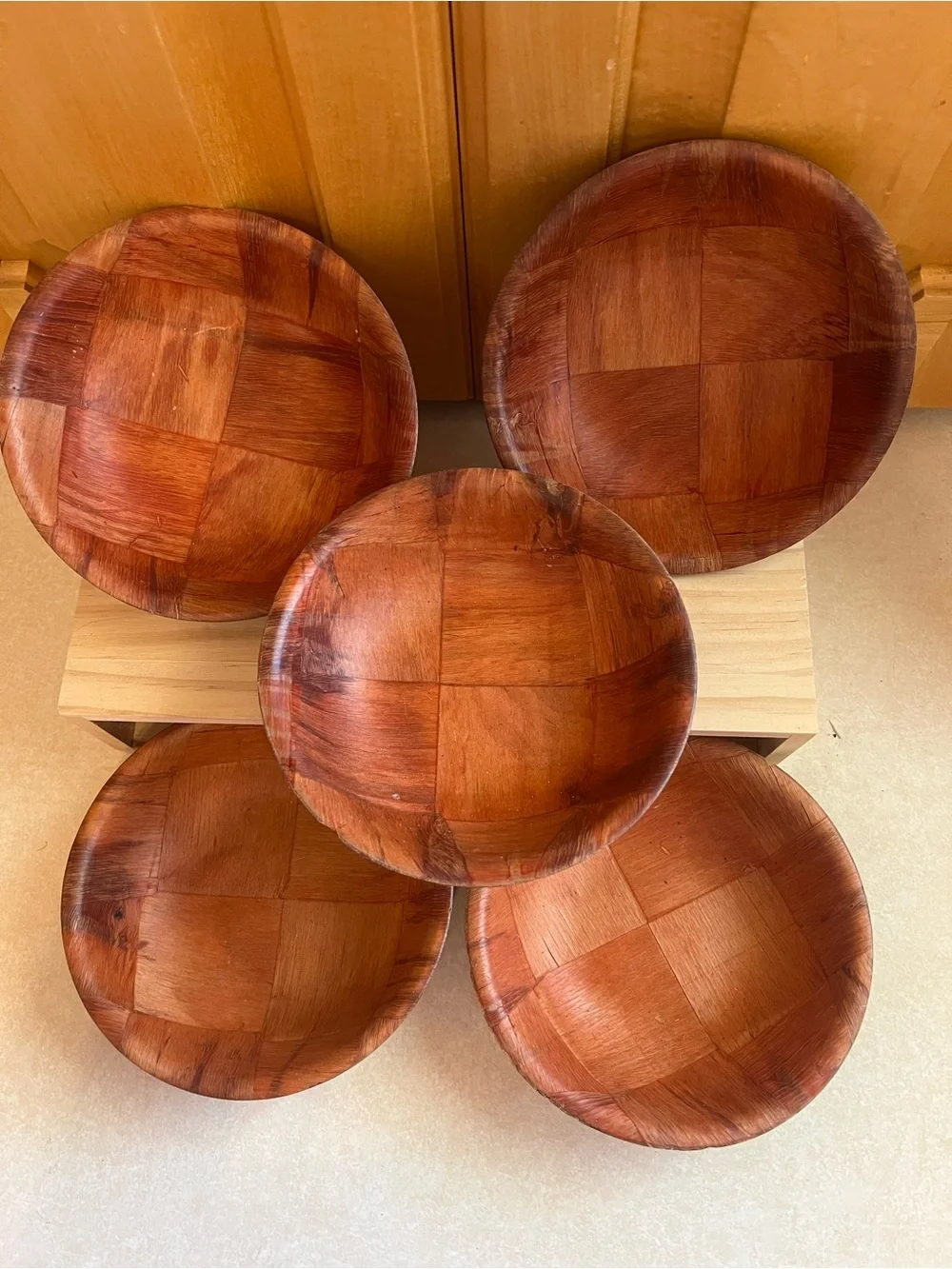 MCM Woven Wood Bowls